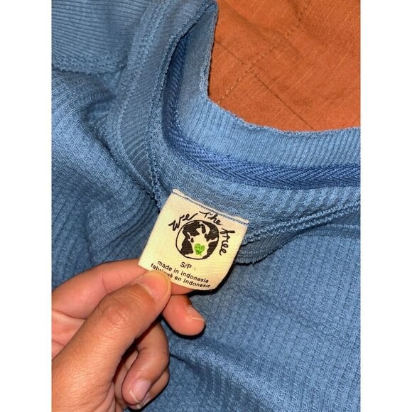 Free People We The Free Blue Ribbed Long Sleeve Tunic Top S - Picture 10 of 12